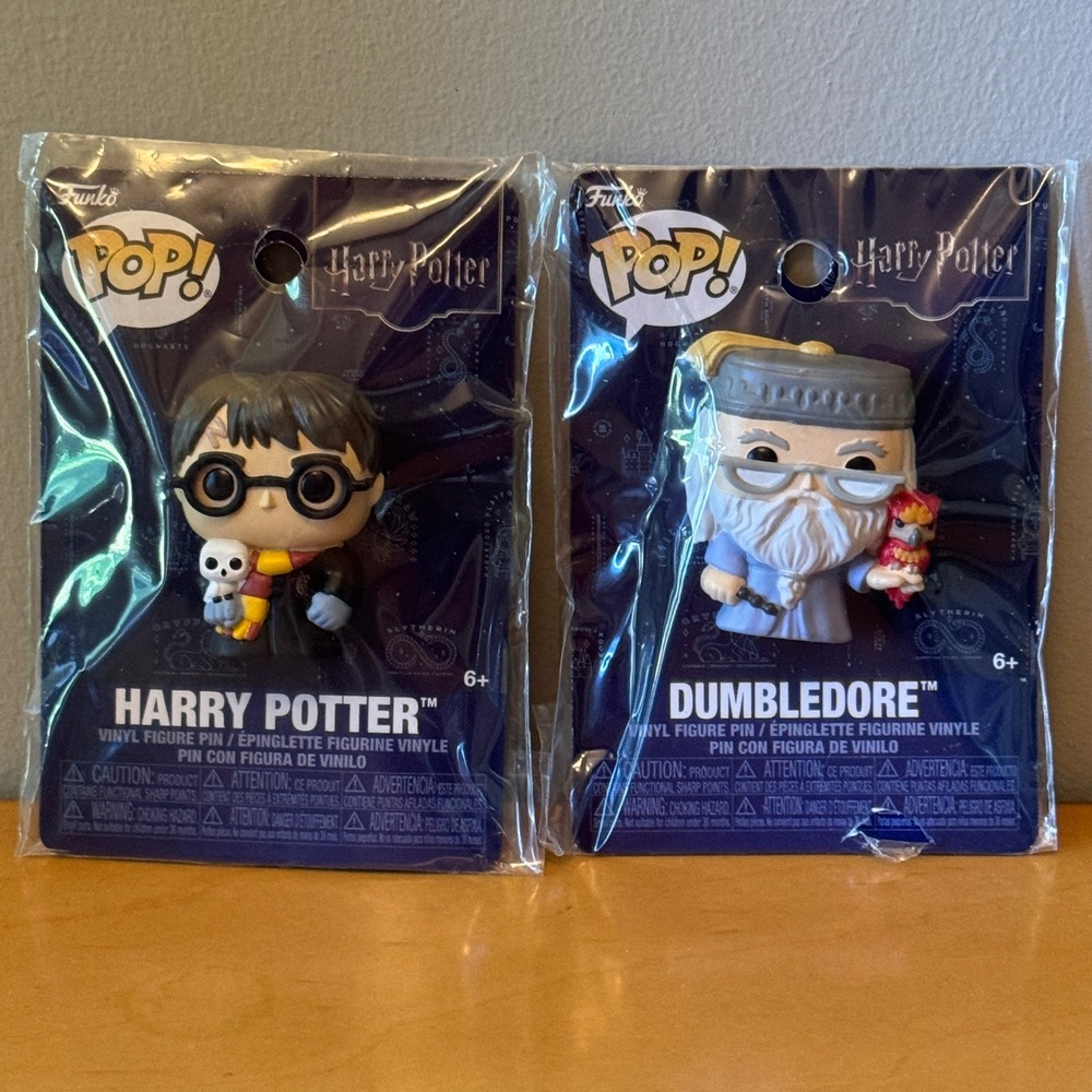 Funko Pop Harry Potter & Dumbledore Vinyl Figure Pin Set New Wizarding World 2pc